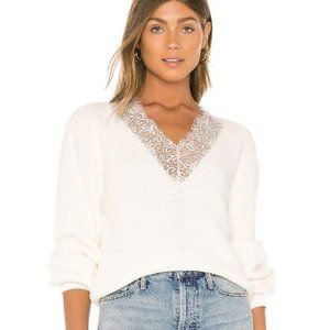 Joie Alejandra Sweater in Aged White Cotton Cashmere Lace